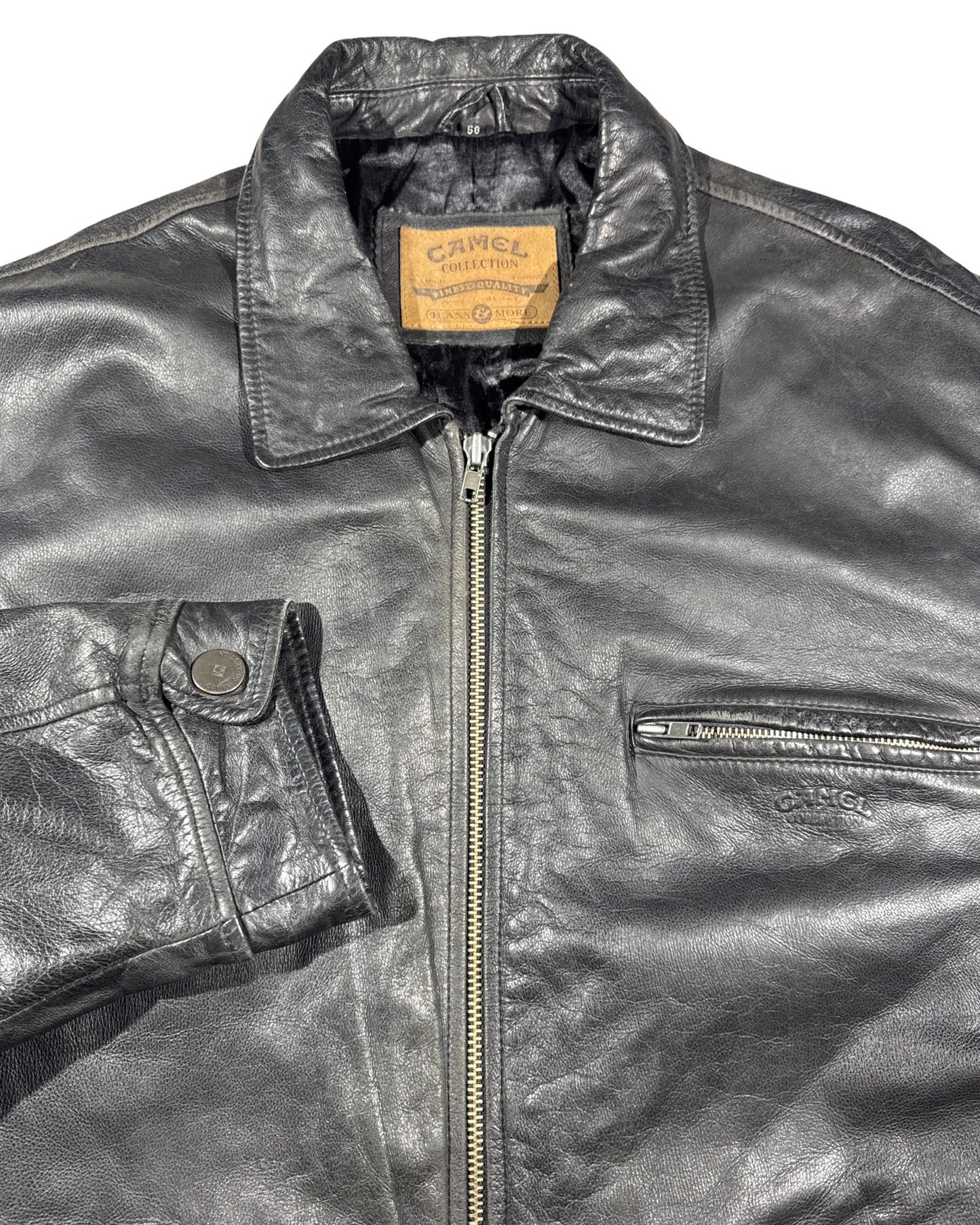 Vintage Camel Leather Jacket - XL