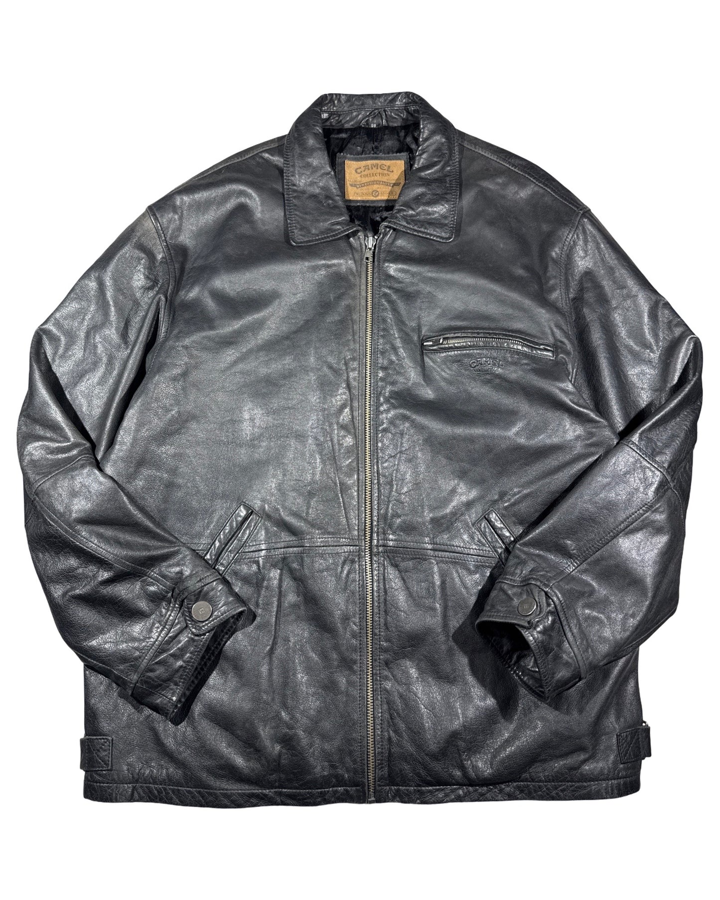 Vintage Camel Leather Jacket - XL